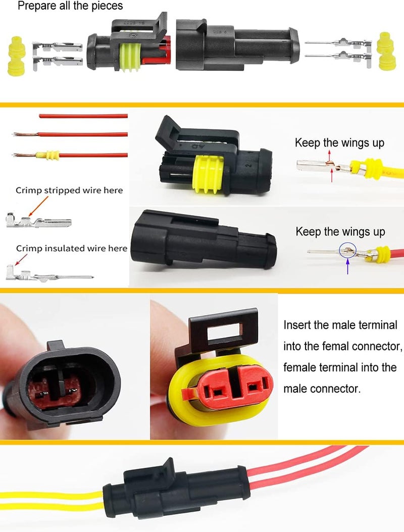 Twippo 352Pcs Waterproof Electrical Connector Terminals Automotive Electrical Wire Connectors 1/2/3/4 Pin Connector with Ratchet Crimping Tool - Image 3